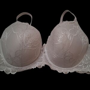 B Luxe Elegant Lace Bra - Ivory white sheer on sides 42D lightly padded